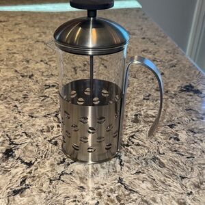 Elegant Stainless Steel Coffee Press with Coffee Bean Design